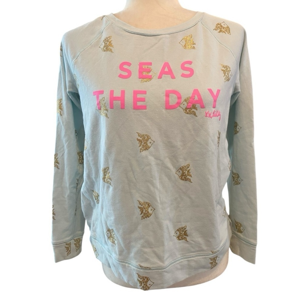 Lilly Pulitzer Seas The Day Resort Wear Fish Print Sweatshirt